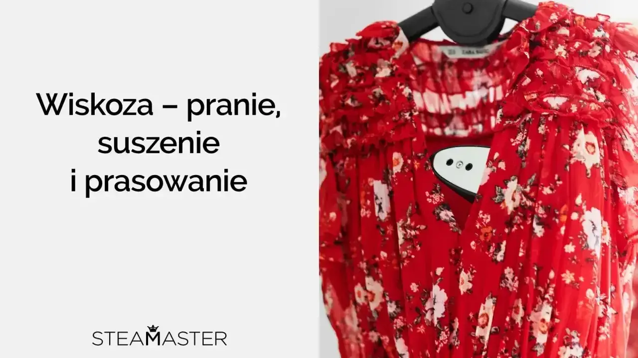 Czerwona sukienka w kwiaty, idealna do prasowania parowego. Dowiedz się, jak prać wiskozę, by służyła latami.