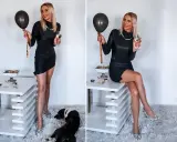 Elegancka czarna sukienka, błyszczące szpilki i balon – idealny zestaw, jak się ubrać na 18. Uroczystość!