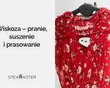 Czerwona sukienka w kwiaty, idealna do prasowania parowego. Dowiedz się, jak prać wiskozę, by służyła latami.