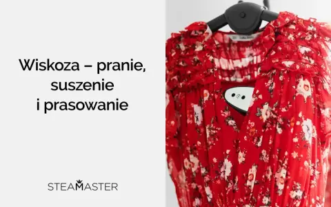 Czerwona sukienka z wiskozy skurczyła się. Teraz potrzebuje prasowania parowego, by odzyskać dawny kształt.