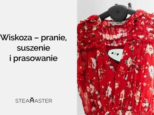 Czerwona sukienka z wiskozy skurczyła się. Teraz potrzebuje prasowania parowego, by odzyskać dawny kształt.